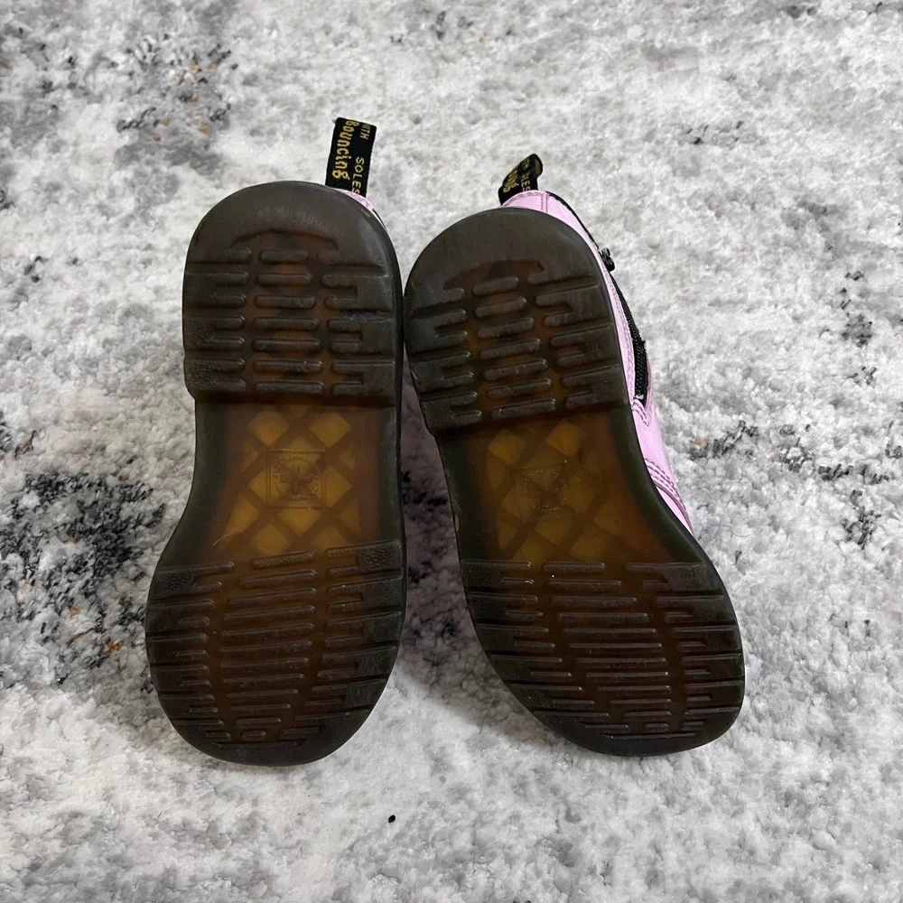 Dr Martens Pink Patent Leather Lace Up Zip‎ Boots Kids Size 11